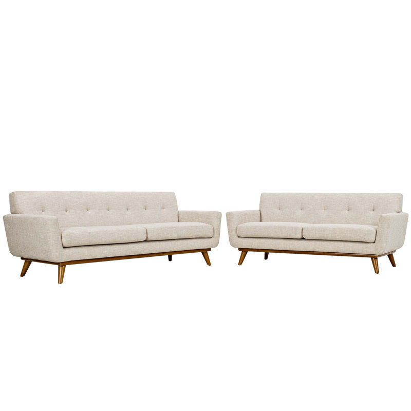 Ensemble de causeuse et canapé Modway Engage, Mélange de polyester beige