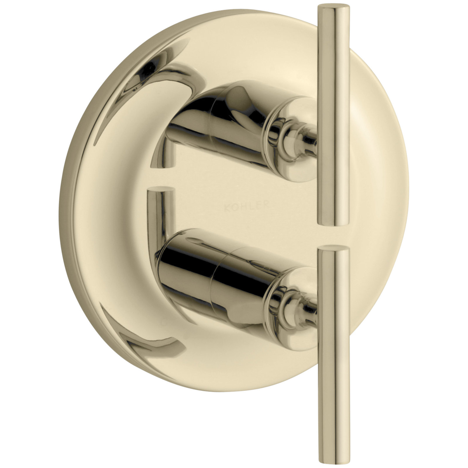 Purist Valve Trim with Lever Handles for Stacked Valve, Vibrant French Gold