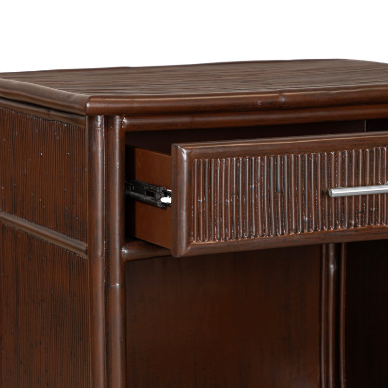 1 - Drawer Rattan Nightstand, Cocoa