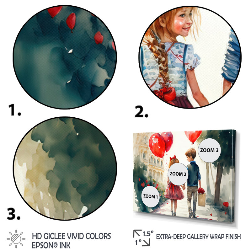 «Young Love» - art mural traditionnel sur toile, Toile tendue, H 16 po x l 32 po x P 1 po