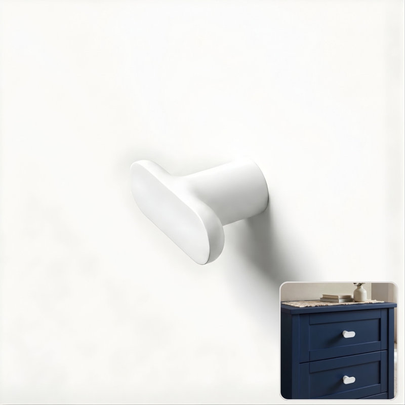 1.75" Oval Knob, Snow (White)