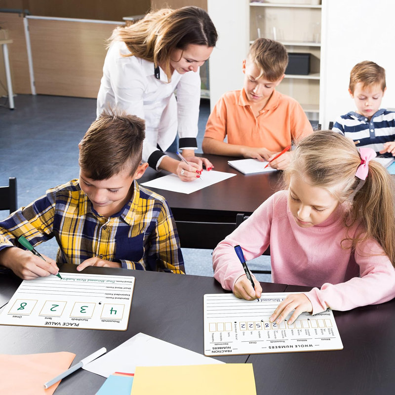 Scribbledo Place Value Board 9" X 12" Double Sided Dry Erase Boards For Kids For Teaching Place Values From Billions To Decimal Numbers Math Manipulative Lapboard For Home School And Classroom