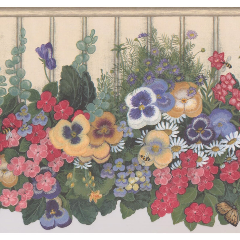 Bordure de papier peint Hoggard Flowers L 0,75 pi x l 180 po