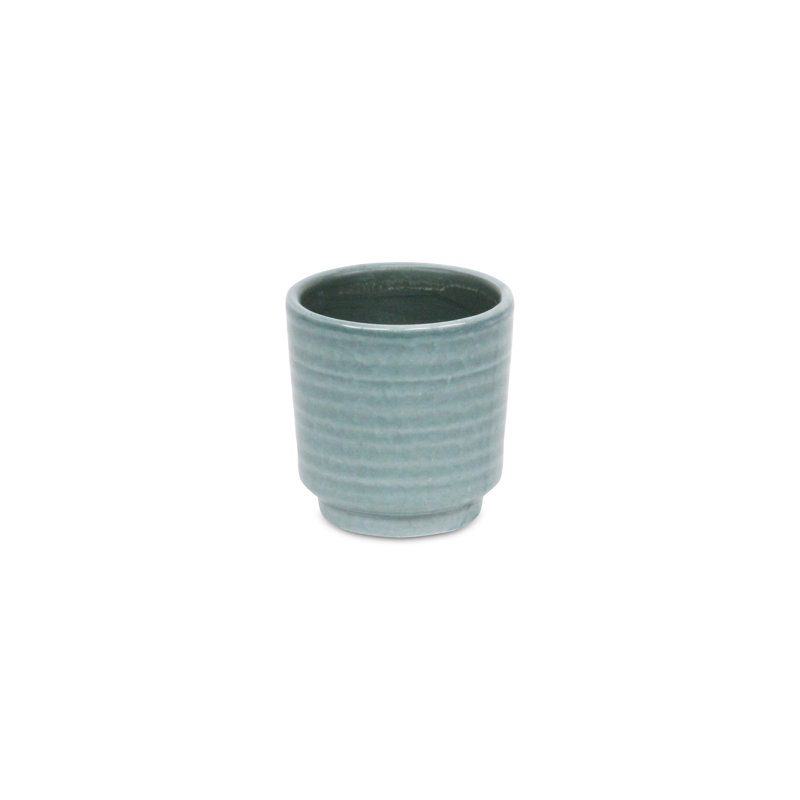 Mosley Handmade Ceramic Pot Planter, Green, 3.25" H x 3" W x 3" D