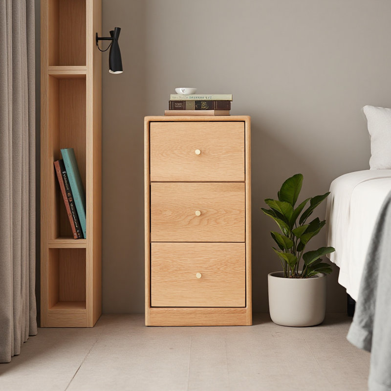 Armoire de rangement en chêne massif pour table de chevet
