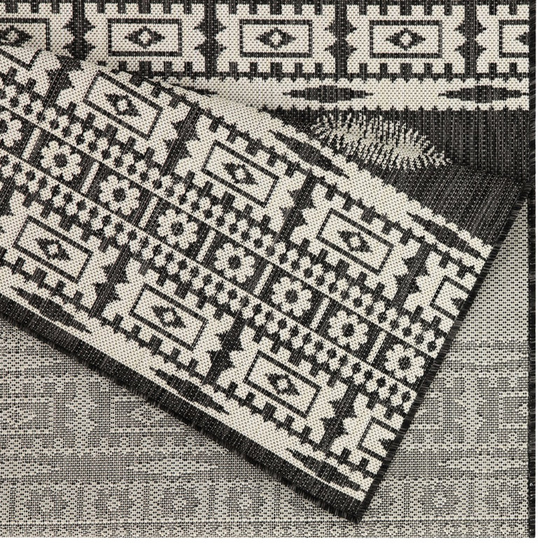 Sunshine Gchar2023 Rug - 7 Ft. 10 In. X 3 Anthracite Indoor/Outdoor Durability Polypropylene Stain Flatweave Construction Easy To Clean Area Indoor And Outdoor Use & Pet- Made In Turkey