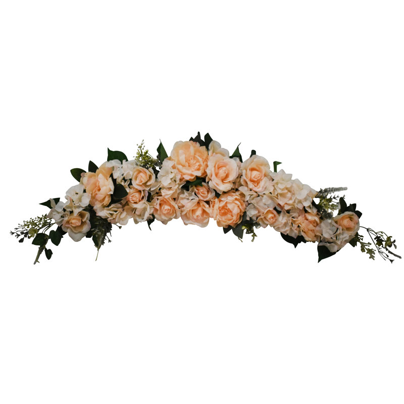 48" Niantic Peony Rose Hydrangea Swag, Beige