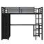 Structure de lit mezzanine avec garde-robe intégrée, lit mezzanine en métal avec bureau et tablettes de rangement-86742784-86742789