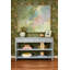 Three Drawer Console With Two Open Shelves In Natural Grasscloth With Polished Brass Knobs-938221109