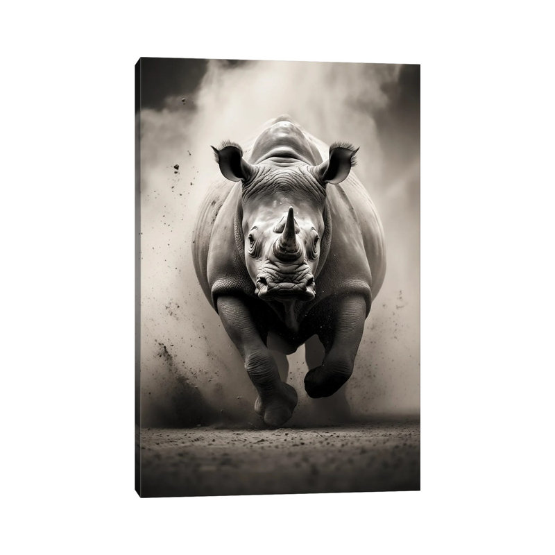 Rhino noir - impression d'art mural, Toile tendue, Ne s’applique pas, H 60 po x l 40 po