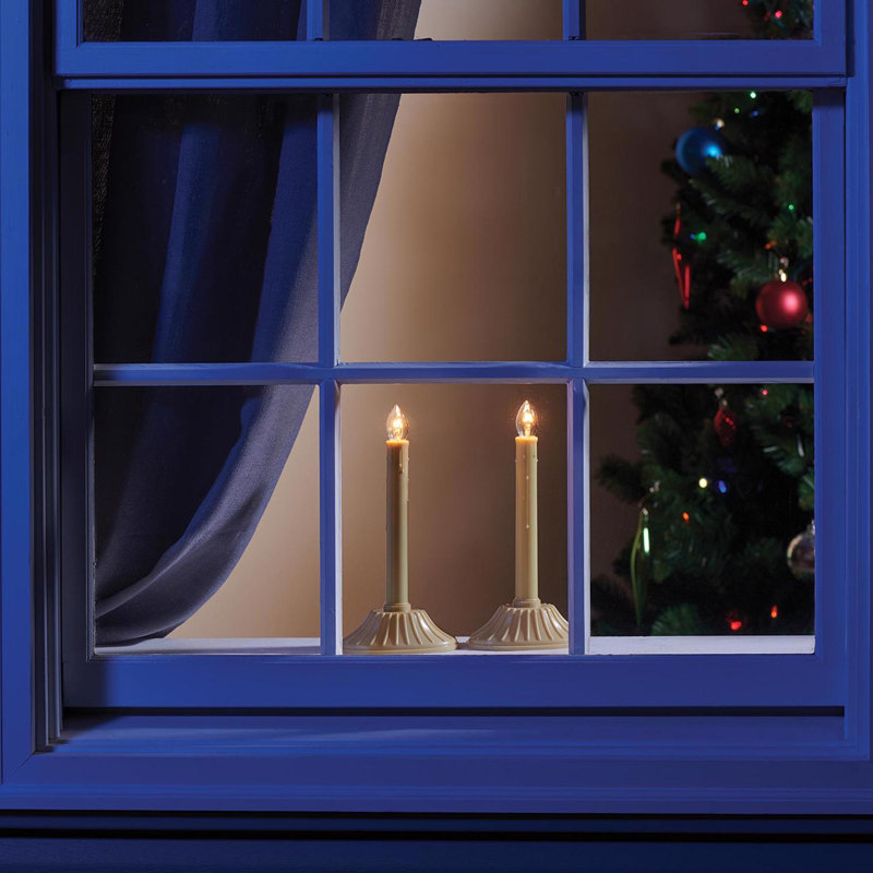 Unscented Flameless Taper Candle with Plastic Holder