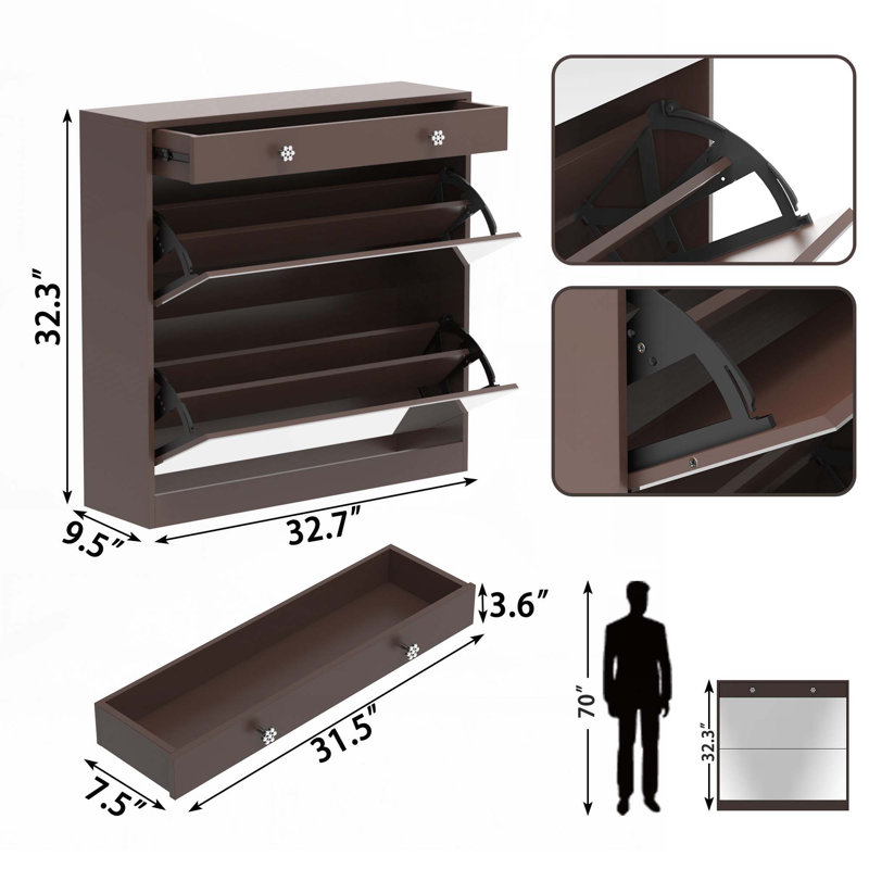 Shoe Cabinet with 2 Tier Drawers