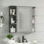 Armoire de rangement murale de salle de bain avec miroir, armoire à pharmacie avec tablette en bois réglable et portes, armoires de rangement montées avec 6 tablettes ouvertes-1813798309