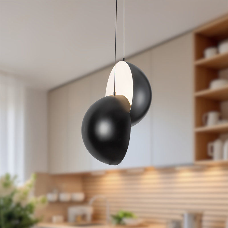 Void 24-in Black dimmable LED Pendant, Matte Black