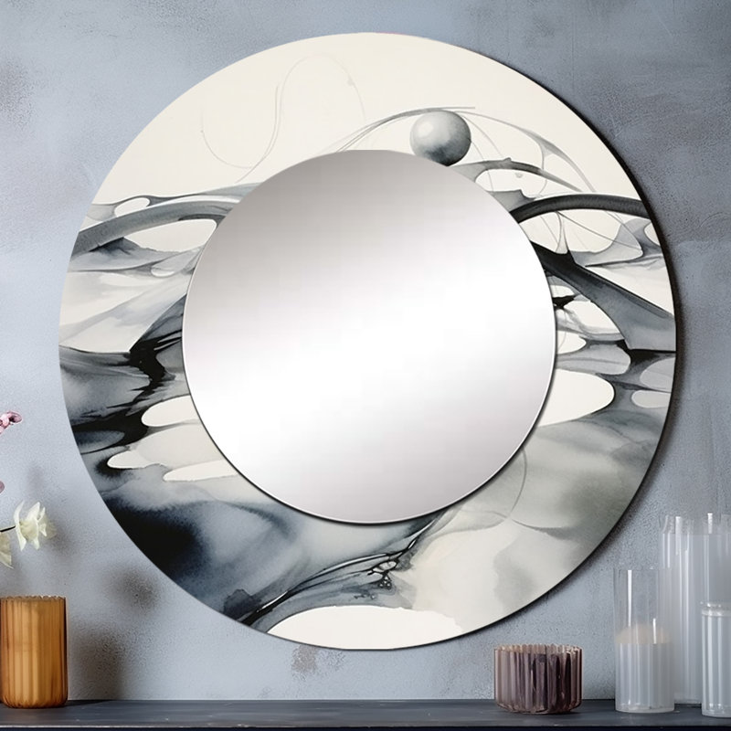 Décoration murale Sayon - Miroir rond géométrique moderne, 29 po x 29 po