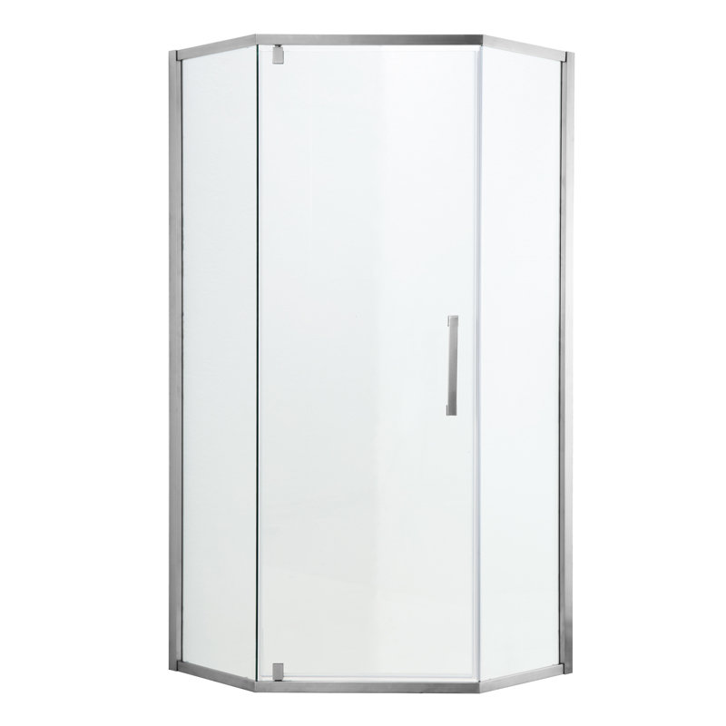 Cabine de douche semi-rigide en verre trempé de 34 1/8 po x 72 po avec finition en verre trempé de 72 po, Acier Inoxydable