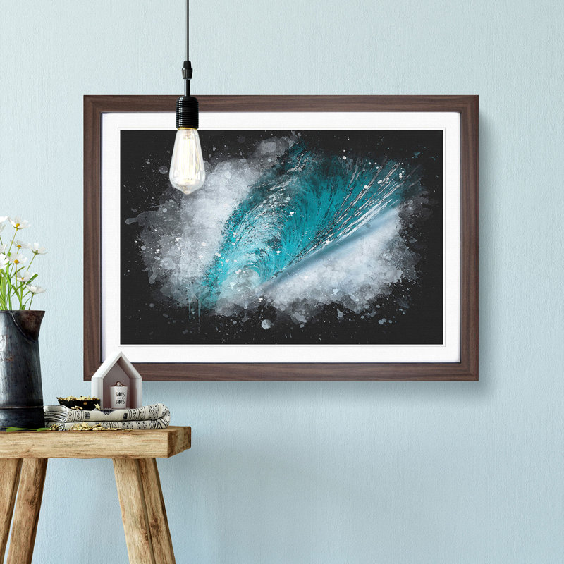 Curve Of The Ocean Wave - Single Picture Frame Print on MDF, 33cm H x 45cm W x 2cm D, Walnut Framed