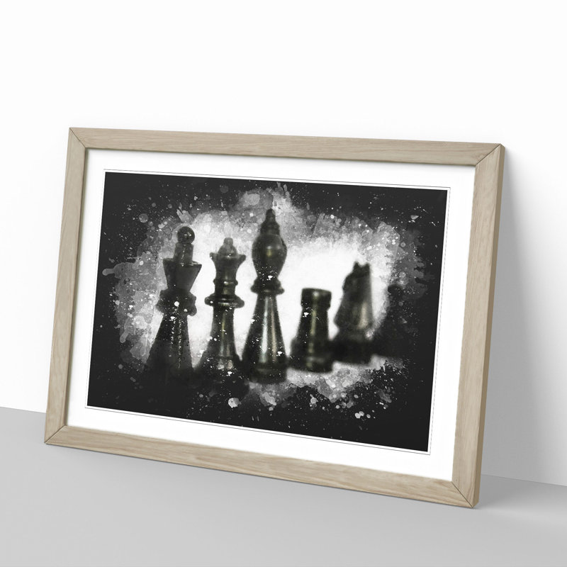 Chess Pieces Vol.1 - Picture Frame Painting, 27cm H x 36cm W x 2cm D, Oak Framed