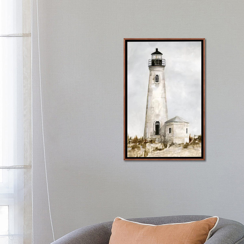 «Rustic Lighthouse I» par Ethan Harper - reproduction d'art, Toile classique avec cadre brun, Pas de tapis