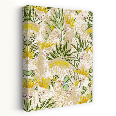Tropical Cockatoo Paradise Abstract Bird Nature Tropical Wall Art Print