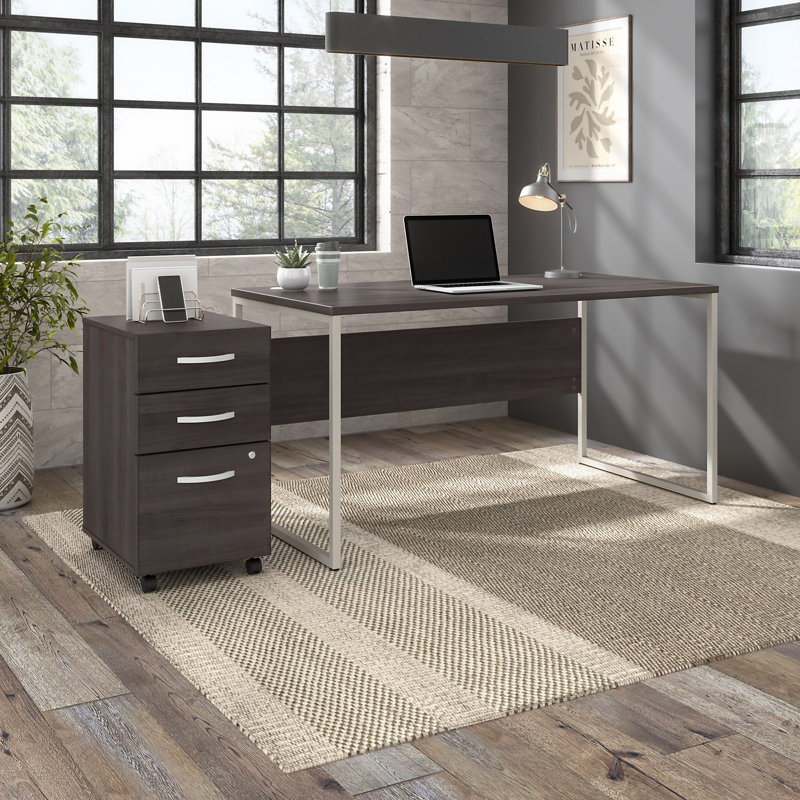 Bureau hybride, H 29,91 po x l 59,45 po x P 29,37 po, Marron clair