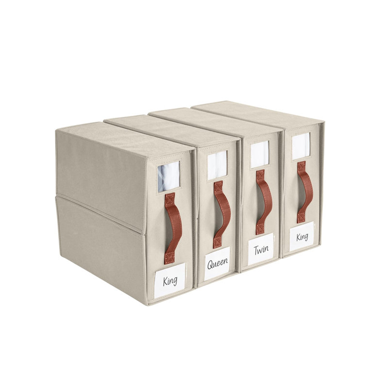 DECOMOMO Foldable Bed Sheet Organizers and Storage, Beige