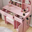 Ensemble de coiffeuse, bureau de coiffeuse avec tabouret, miroir lumineux à DEL et station de charge Lavin-1696377596