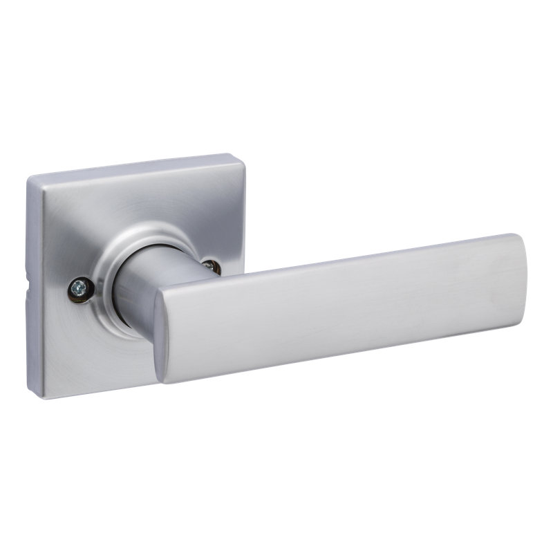 Breton Single Dummy Door Lever with Breton Rosette, Satin Chrome