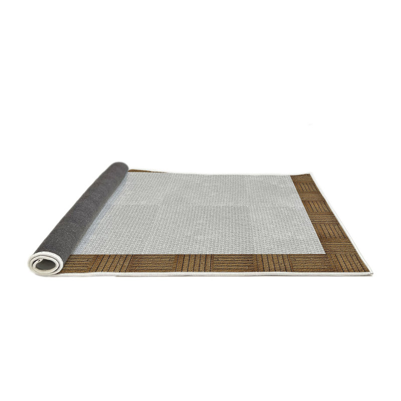 Tapis abstrait blanc cassé / brun, Rond 6 pi