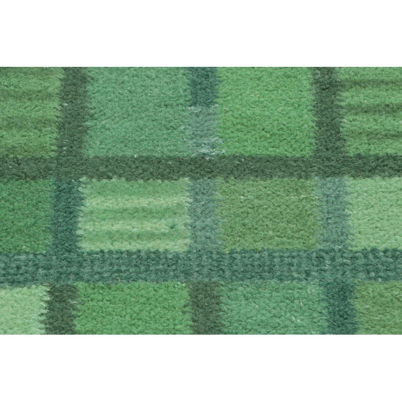 Vintage Wool Geometric Area Rug in Green