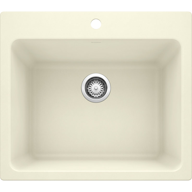 Évier à lessive encastré en composite de granit avec crépine Liven Silgranit 25 po x l 22 po, It