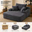 Chaise longue moderne surdimensionnée en velours côtelé de 170 cm, sans dossier, avec assise profonde, 3 coussins, 2 porte-gobelets et poche de rangement latérale, aucun assemblage requis, grise