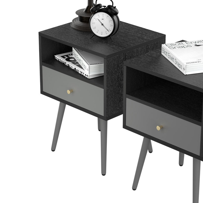 Table de chevet 1 tiroir Loletha - gris