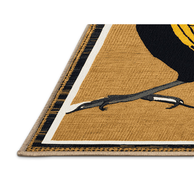 Washable Black naped Oriole Birds Area Rug, Square 3'