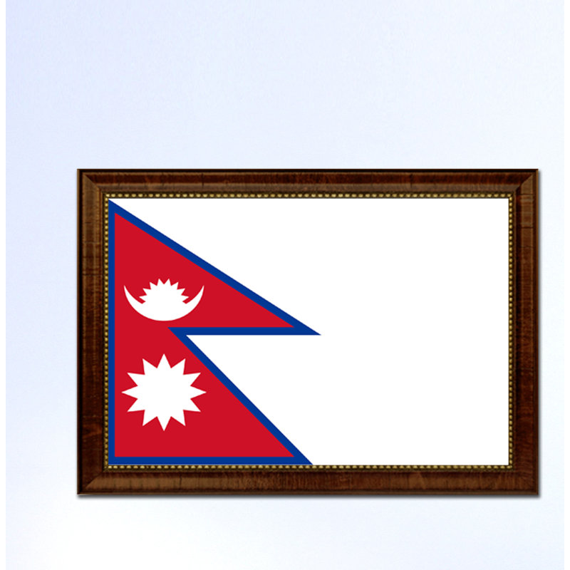 «Népal, drapeau national», impression sur toile encadrée, H 19 po x l 27 po x P 1 po, Encadrement brun
