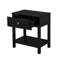 Table de chevet en bois noire de 23 po avec plateau en verre et tiroir Dylan-1408750440