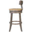 Tabouret 31 "Style avec siège en ruppie naturelle, cadre gris récupéré, retour à 180 degrés et supports en acier noir pour supports vinicoles automatiques, patins en plastique pour tout siège supplémentaire