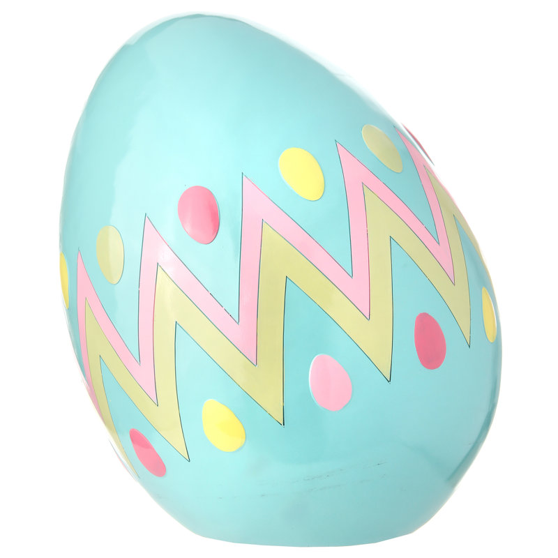 Oeuf de Pâques en résine 18,25 po, Bleu / Rose / Jaune