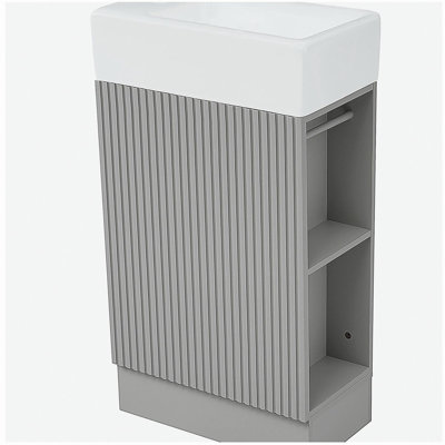 Lavabo de salle de bain de 18,6 pouces avec lavabo, lavabo de salle de bain avec tablettes doubles, direction à gauche ou à droite