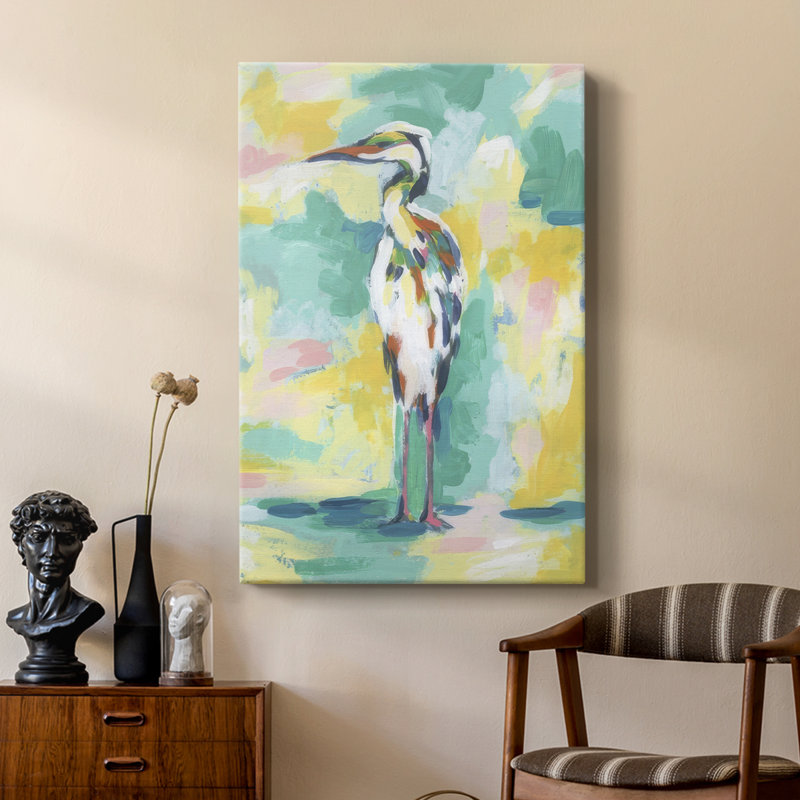 Bright Heron Fresco IV - galerie Cavas personnalisée, H 18 po x l 12 po