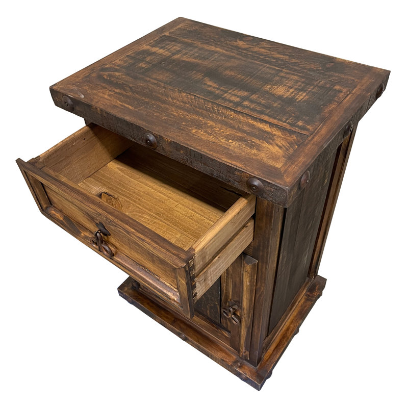 Syn 19.5'' W Solid Wood Nightstand, Dark Brown
