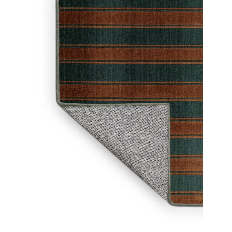 Tapis vert à rayures horizontales lavable à la machine, Carré 8 pi
