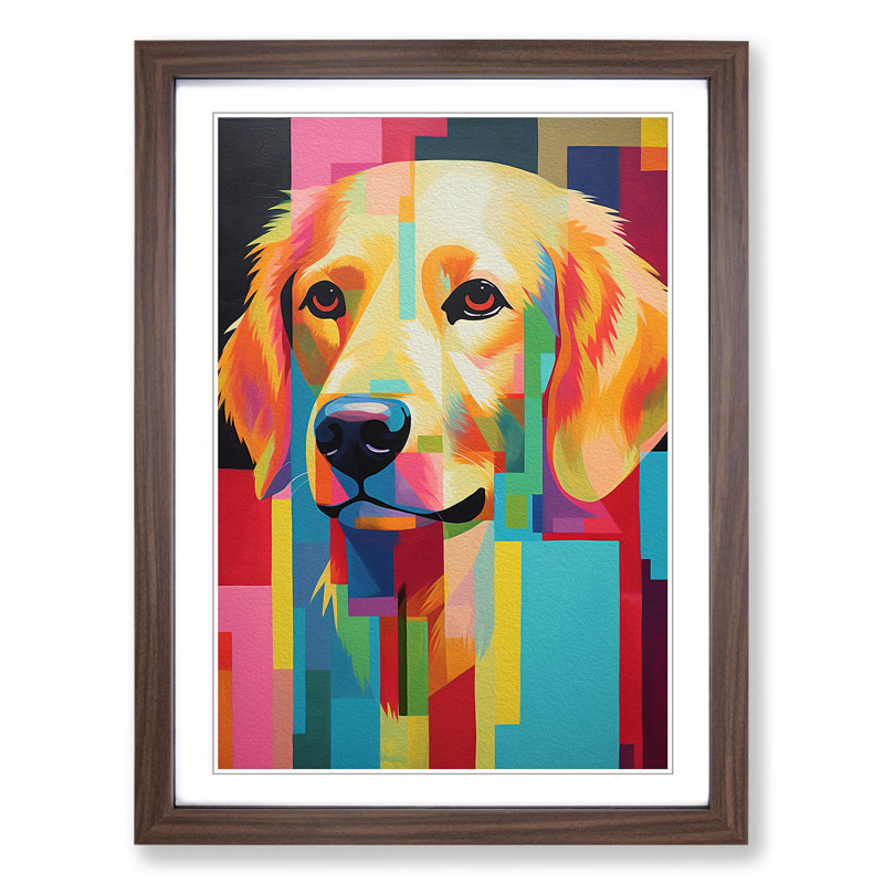 Golden Retriever Constructivism - Framed Print, Walnut, 64cm H x 46cm W x 2cm D