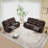 2-Piece Manual Breathable Faux Leather Reclining Living Room Set with Sofa, Loveseat Console