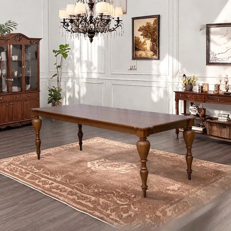 Grande table en bois de frêne rétro français, H 29,52 po x L 78,74 po x l 31,49 po