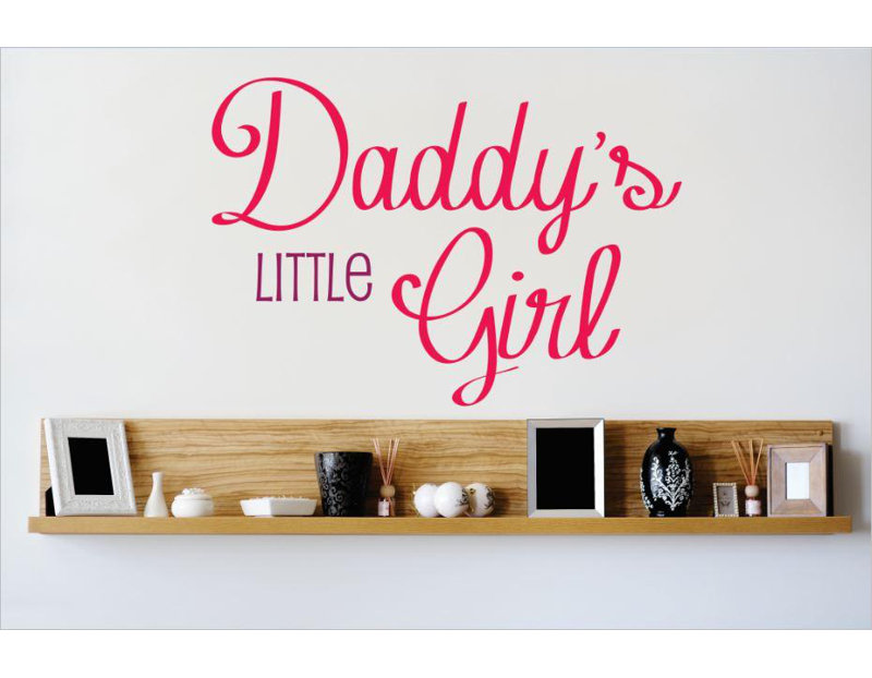 Décalcomanie murale little fille daddy, H 22 po x l 30 po x P 0,16 po, Rose / Mauve