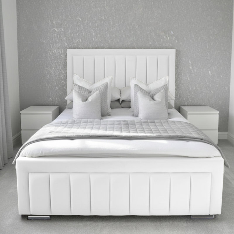 Abianna Upholstered Bed, White, Super King (6')