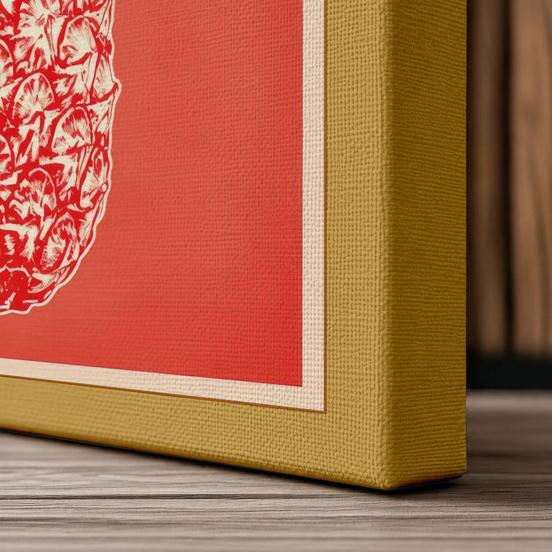 Pineapple Crown Minimalist - Wrapped Canvas, 18x12 - 45.7 x 30.5 cm, Ochre Border