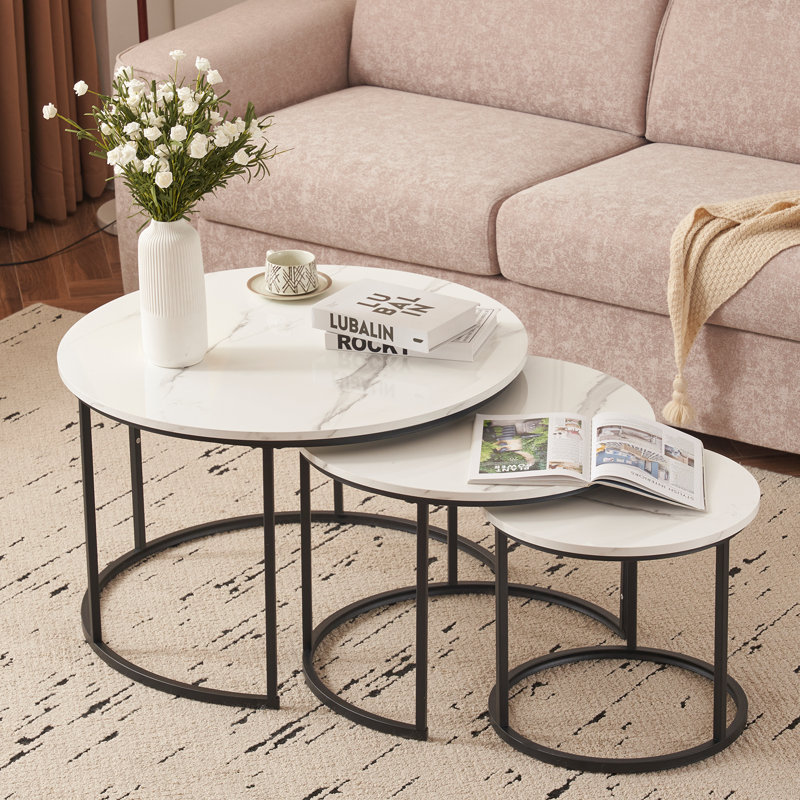 Ensemble de 3 tables basses rondes gigognes Takirra 