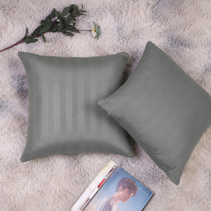 Microfiber Stripe Cushion Cases Sofa coach throw, CHARCOAL